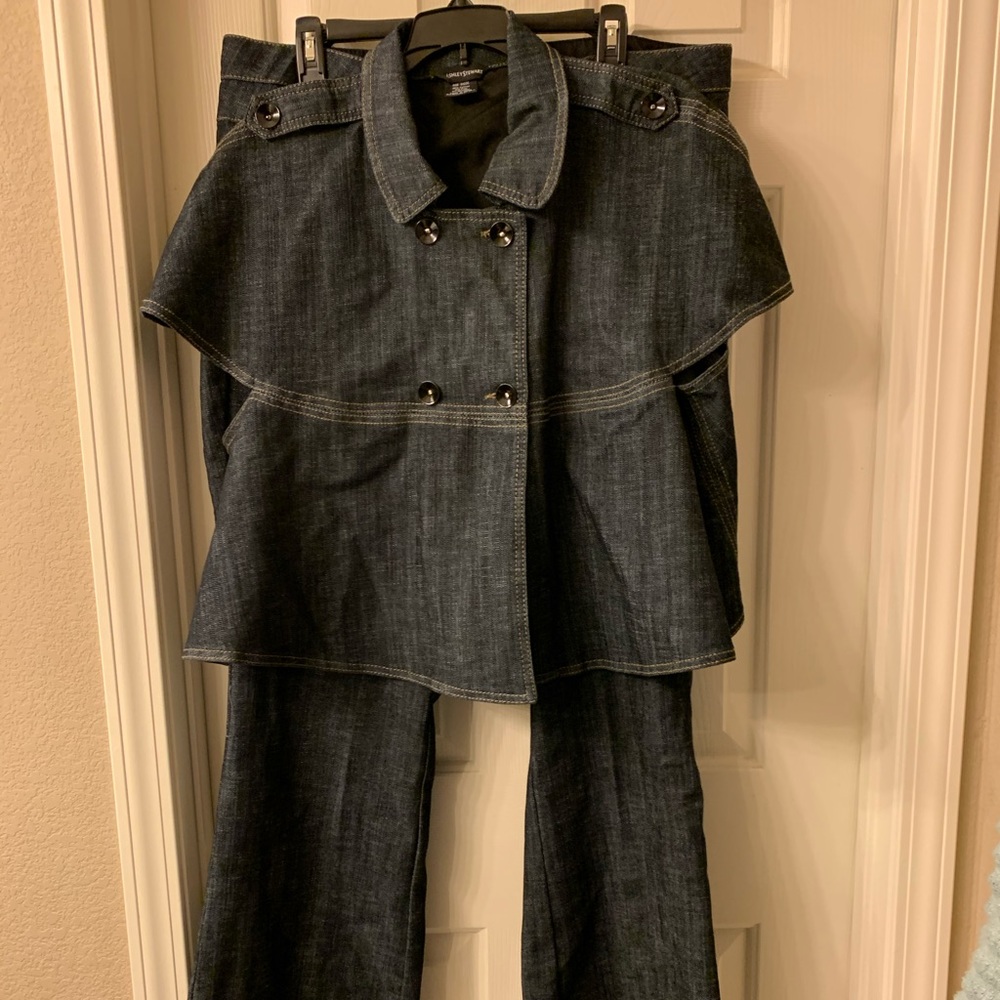 Ashley Stewart 2pc denim wide leg pant suit